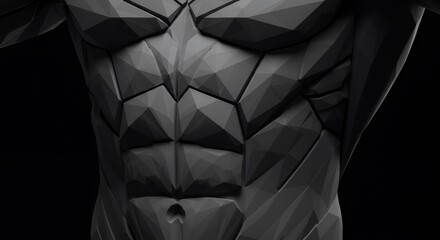 Low-Poly Torso: Dark Gray Abstract Figure