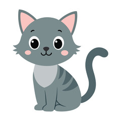 Adorable Kitten on White Background Cute Cat Illustration