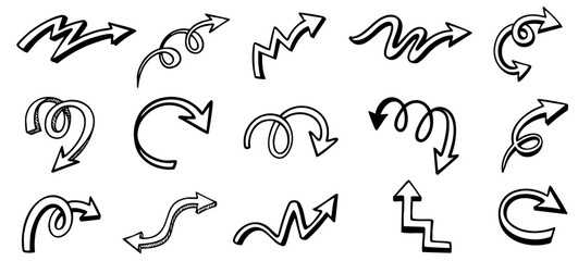 Stylish arrow element set. Curled arrow element design.