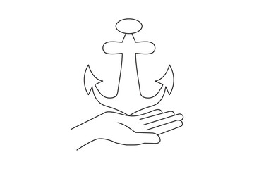 Ship anchor continuous one line art simple pencil sketch outline vector illustration
one line art,single line art,one line vector,one line logo,outline art,outline,continuous line art,one line drawing