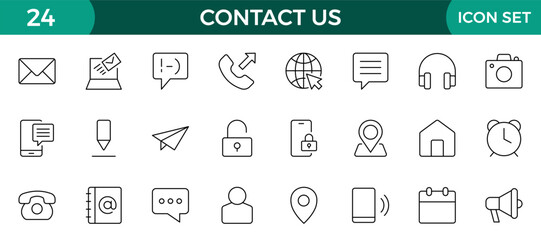 Set of simple Contact us icons for web and mobile app. Social Media network icon call us email mobile signs. Customer service. Contact support sign and symbols
