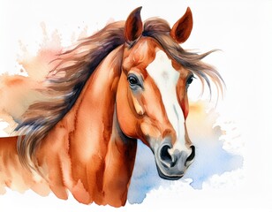 watercolor horse hand drawn colorful illustration isolated on white background decorative animal for greeting card invitation scrapbook mascot or package design page idea