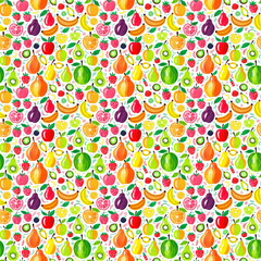 Seamless tileable pattern of colorful crayon fruits texture
