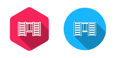 Filled and outline Wooden Swedish wall icon isolated with long shadow background. Swedish stairs. Vector