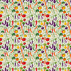 Seamless tileable pattern of colorful crayon vegetables texture
