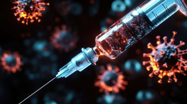 Conceptual photo of syringe needle for disease prevention and immunization awareness
