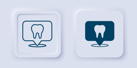 Filled and outline Dental clinic location icon isolated on grey background. Square button. Vector