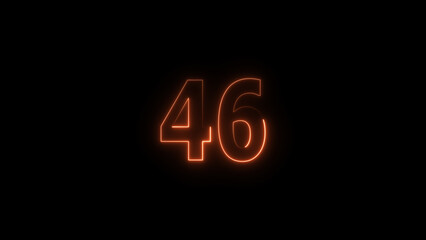 A glowing neon 46 number illustration . on a black background. and creating a illustration stunning 4k illustration .