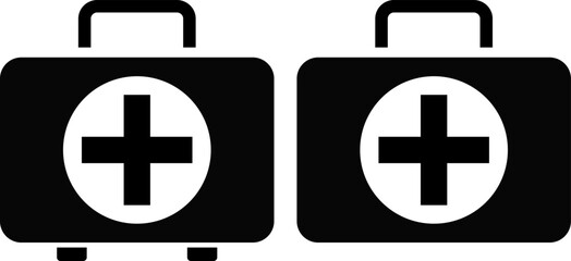 First aid box icon set. hospital briefcase sign. medical equipment. health care element.  . accidents and disasters. Emergency Medical Kits