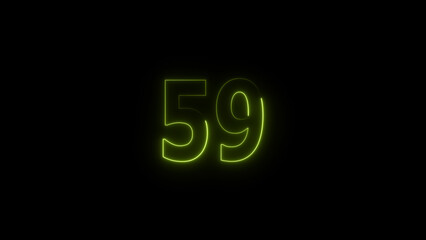 A glowing neon 59 number illustration . on a black background. and creating a illustration stunning 4k illustration .
