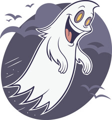 Friendly Ghost in a Halloween Night Setting