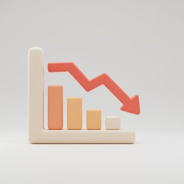 A vibrant illustration of a decreasing graph accompanied by an arrow pointing downwards, signifying a drop.