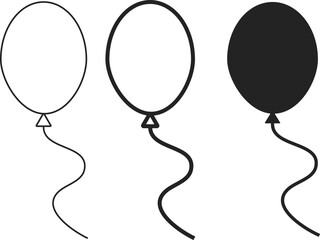 Balloon icon set. Birthday celebration event symbols. Bunch of party decoration. . Rubber air balloons icons
