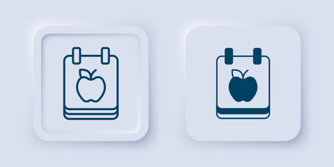 Filled and outline Diet plan icon isolated on isolated on grey background. Concept of fitness marathon, proper nutrition, healthy food, beautiful body, vegetables, slimming. Square button. Vector
