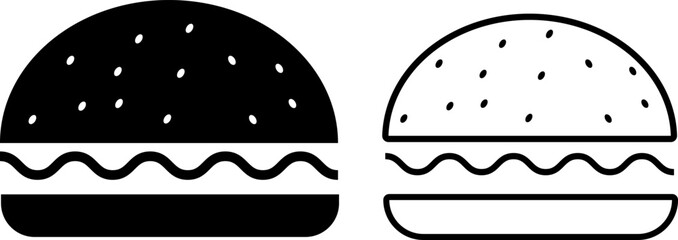 Burger icon set. cheese burger Symbol. featuring bread. hamburger sign.  unhealthy fast food symbol. Representing Poor Dietary Choices and Health Risks
