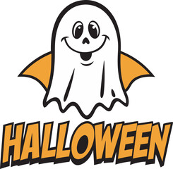 Spooky Halloween with Smiling Ghost Illustration Design