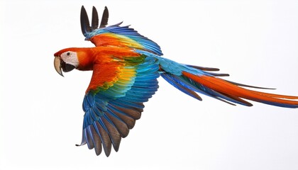 Fototapeta premium colourful flying ara on white background
