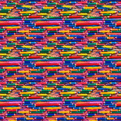 Cute Colored Pencils Seamless Pattern on Pink Background