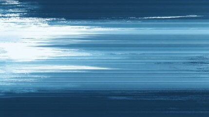 Abstract painting exhibits horizontal strokes in shades of blue