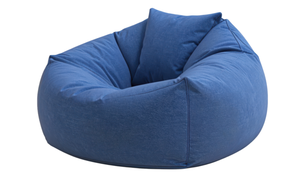 Vibrant blue beanbag chair, a pop of color against minimalist black backdrop comfortable