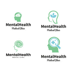 Set of Mental health logo vector illustration design