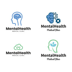 Obraz premium Set of Mental health logo vector illustration design