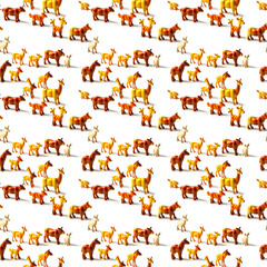 Cute Plush Cow Toys Seamless Pattern on White Background