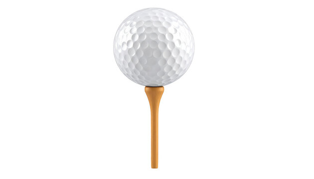 Golf ball on tee, ready for the first drive of the day on the green golf