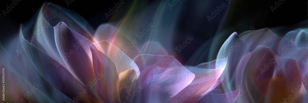 Poster Abstract Composition of Light Dancing With Lotus Petals in a Serene Arrangement