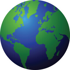 3D looking vector globe gradient colors 