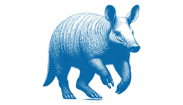 blue armadillo walking on white background clip art preview