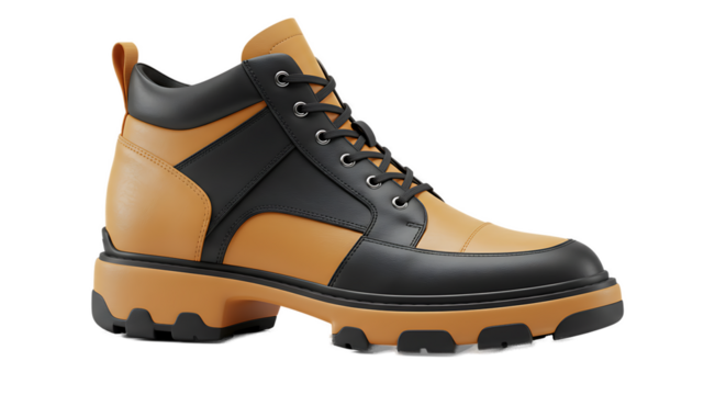 Stylish twotone boot with lug sole