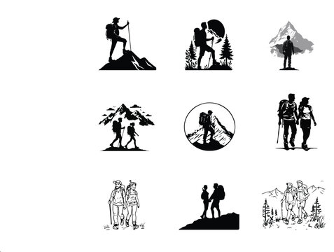 hiking adventure silhouette illustration
