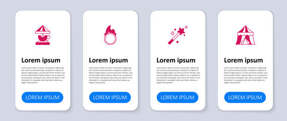 Set Circus tent, Magic wand, fire hoop and Attraction carousel. Business infographic template. Vector © Iryna