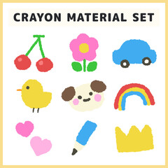 クレヨンで書いたような手書き風イラスト素材セット