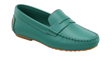 Teal moccasin A stylish shoe closeup