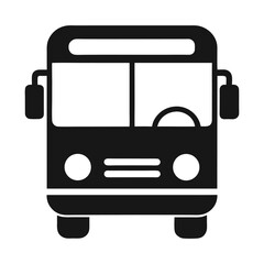Minimalist Black Icon of a City Bus Viewed from the Front