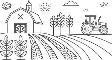 Farmer icons set. Outline set of farmer vector icons for web design isolated on a seamless vector doodle illustration in black and white background.