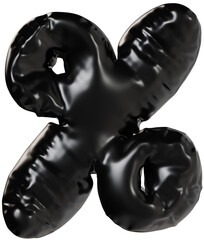 3D Black inflatable percent sign with a glossy plastic effect, inflated balloon style typography for trendy futuristic design