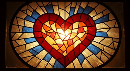 Radiant Heart Stained Glass Window