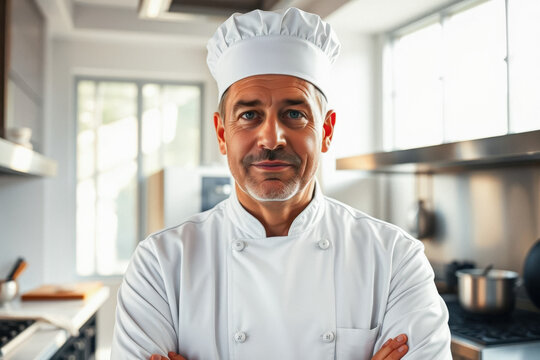Confident Chef in Modern Kitchen