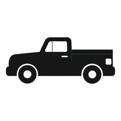 Solid Black Pickup Truck Icon Side Profile View
