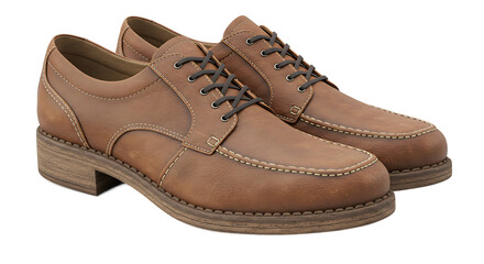 Two brown leather shoes with laces