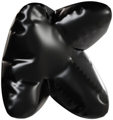 3D Black inflatable letter K with a glossy plastic effect, inflated balloon style typography for trendy futuristic design