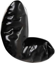 3D Black inflatable letter L with a glossy plastic effect, inflated balloon style typography for trendy futuristic design