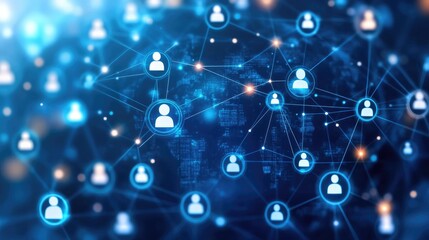 Network of People Connected Illustrating Digital Communication and Social Interaction