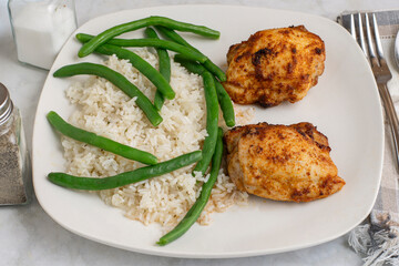 seasoned chicken thighs  witgh rice