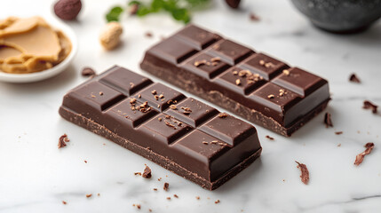 close up a chocolate bar isolated on white background