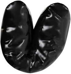 3D Black inflatable letter U with a glossy plastic effect, inflated balloon style typography for trendy futuristic design