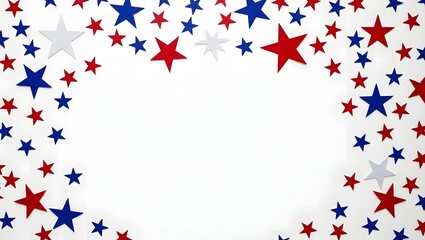 Fototapeta premium Patriotic stars border white background